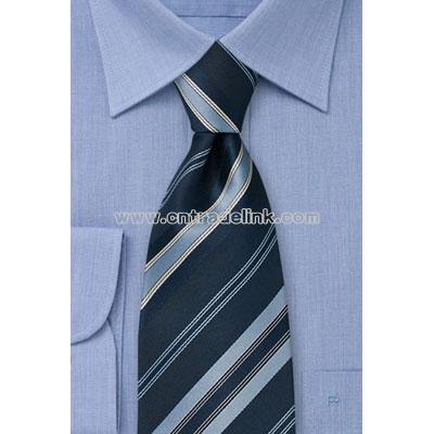 Dark blue necktie with diagonal stripes