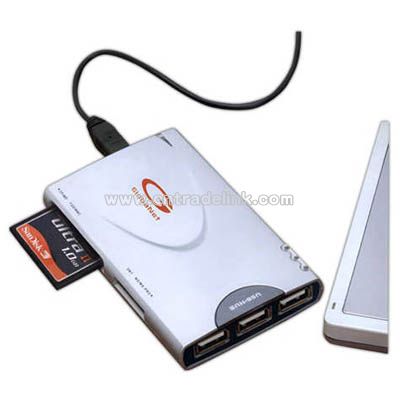 Combination USB hub and card reader