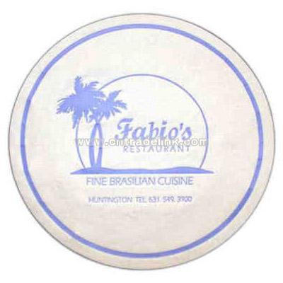 Soft 5 1/2" round debossed coaster made of compressed 6-ply tissue