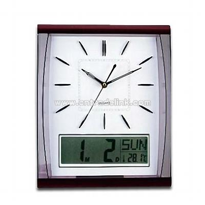 Quartz Wall Clock with LCD Calendar