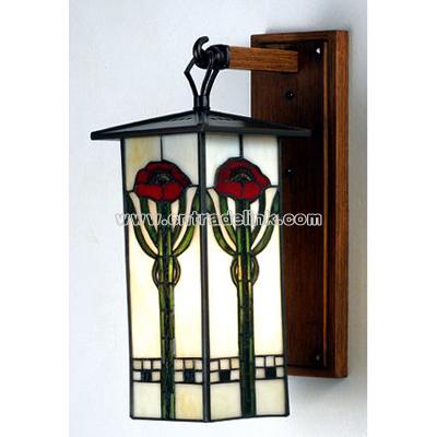 Tiffany Hanging Poppy Roofed Lantern Sconce