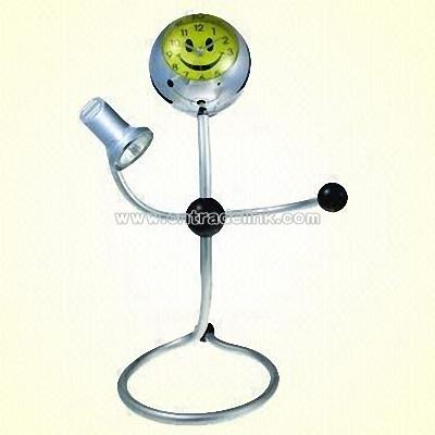 Novel Metal Desk Clock with Adjustable Lamp