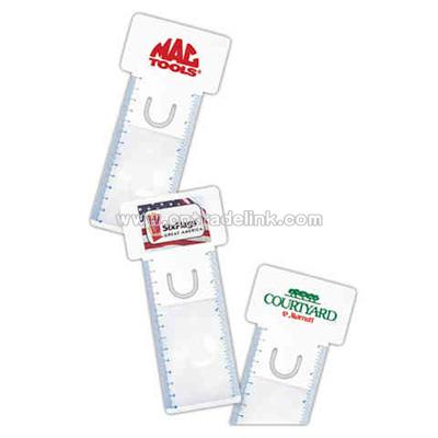 Business card magnifier with blue 5" standard ruler