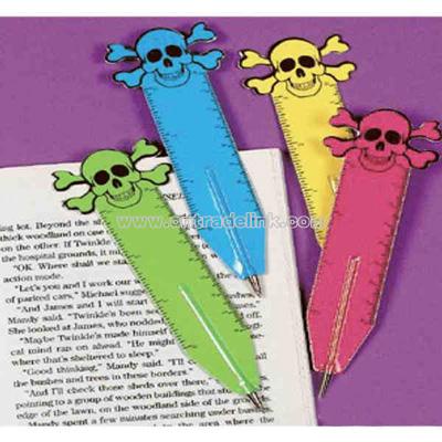 Skull and crossbones pen, ruler, bookmark, 5.5"