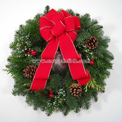 Deluxe Fresh Christmas Wreaths 22" Diameter