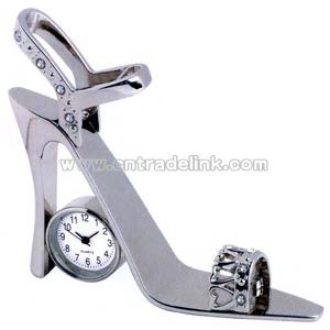 Metal high heel shoe analog clock