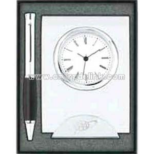 quartz clock and pen gift set