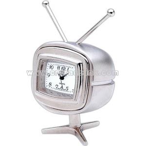 television shape clock on stand