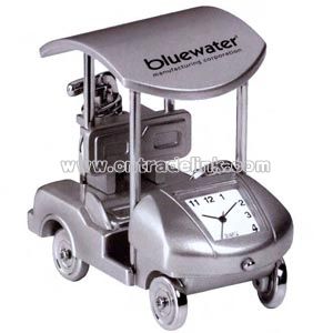 Metal golf cart shaped analog clock