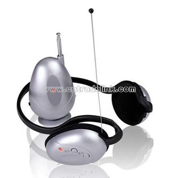 RF Wireless TV Headphone with Built-in FM Radio