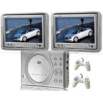 7inch Dual Screen/Headrest Monitor with Portable DVD Player&Game