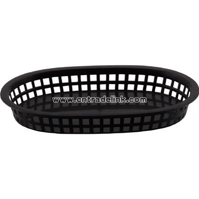 Black oblong plastic fast food basket 10 3/4" x 7" x 1 1/2"