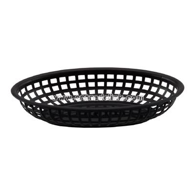 Black oval plastic fast food basket 8 1/2" x 4 1/4" x 1 3/4"