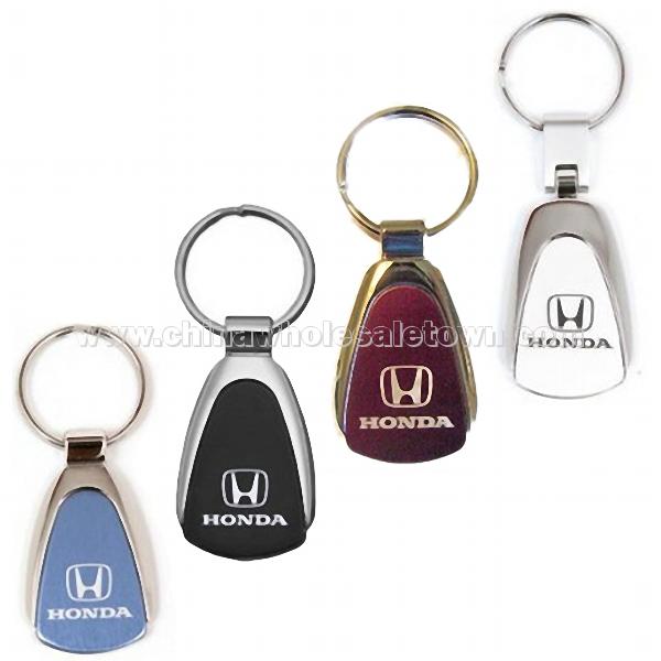 Leather Honda Chrome Teardrop Keychain