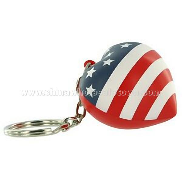 Patriotic Valentine Heart Key Chain Squeeze Toy