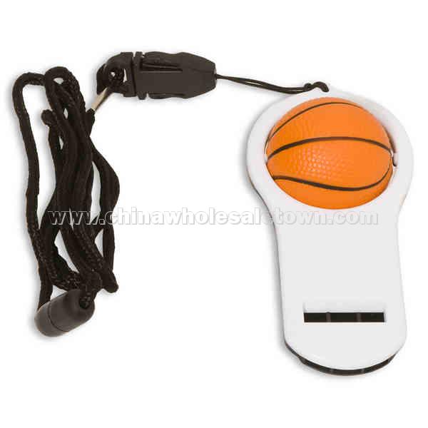 Basketball-Stress ball with whistle and 16" breakaway lanyard