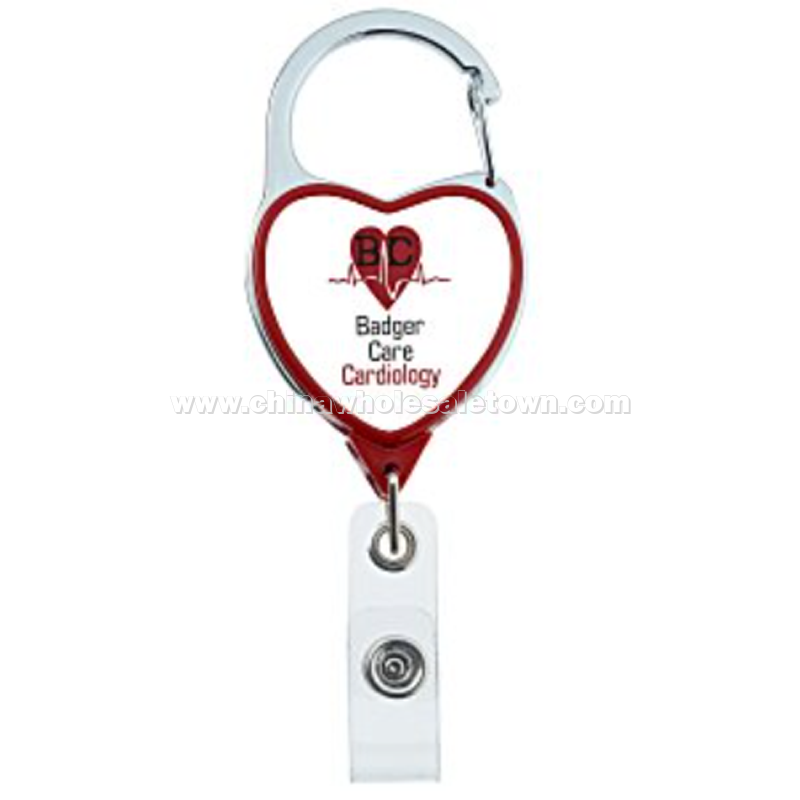 Heavy Duty Clip On Retractable Badge Holder - Heart - Label