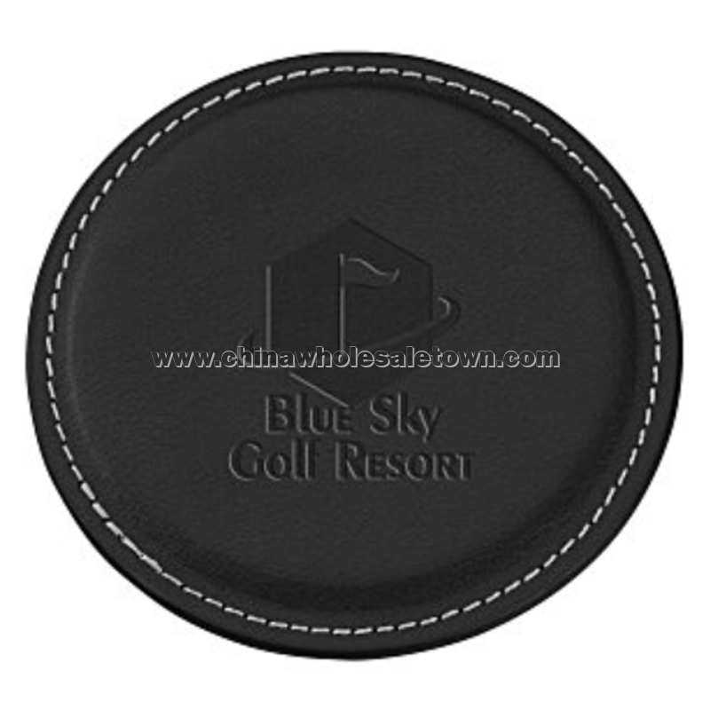 Vintage Round Bonded Leather Coaster