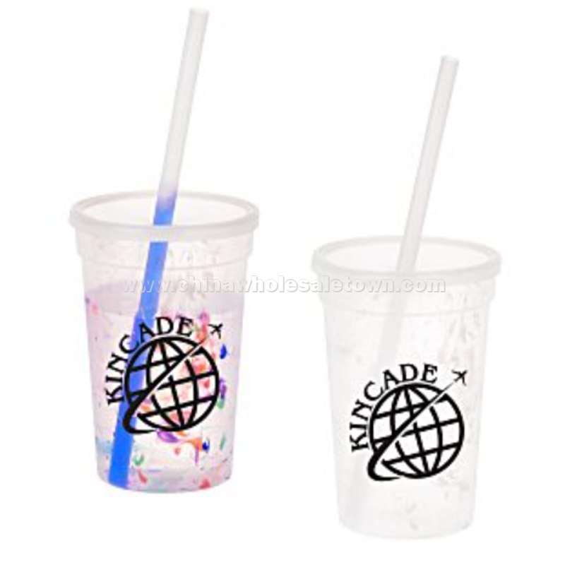 Rainbow Confetti Mood Cup with Straw - 16 oz.