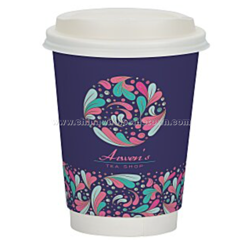 Full Color Insulated Paper Cup with Lid - 12 oz.