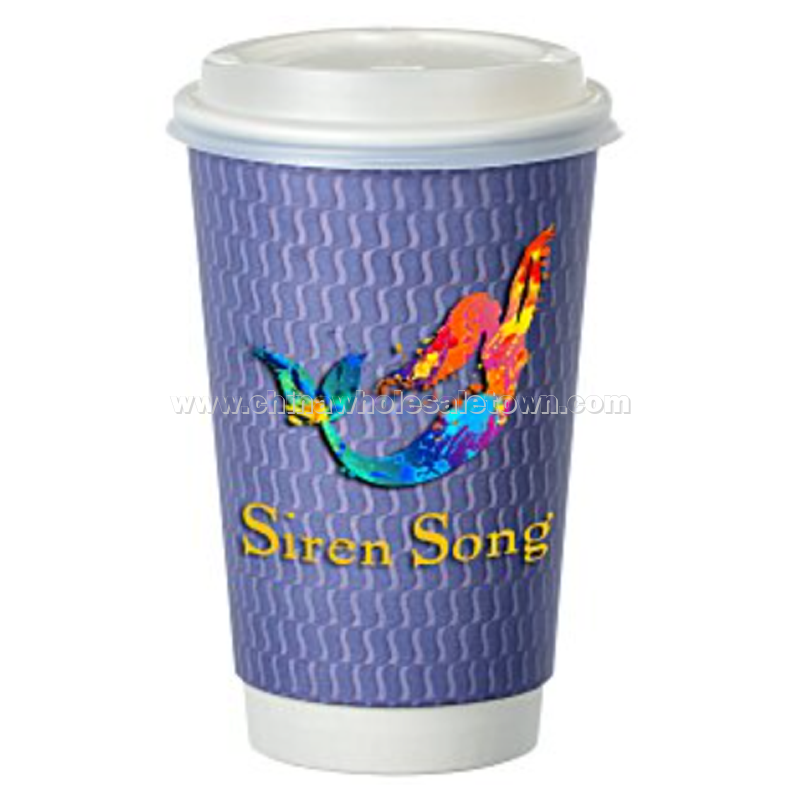 Waves Full Color Insulated Paper Cup with Lid - 16 oz.