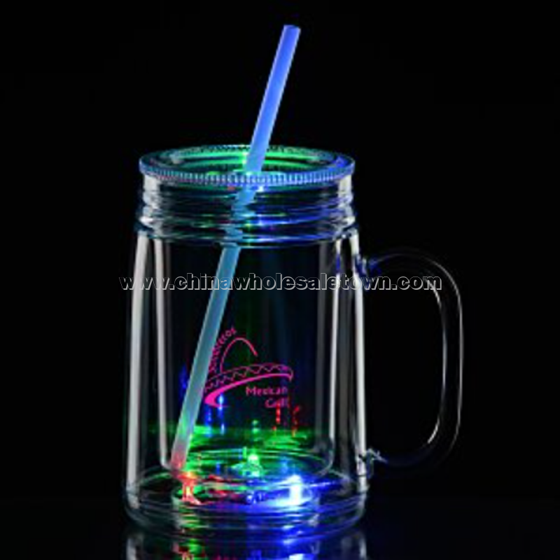 Light-Up Mason Jar with Straw - 18 oz.