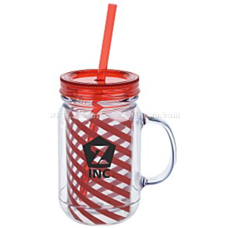 Mason Mug with Straw - 18 oz. - Stripes