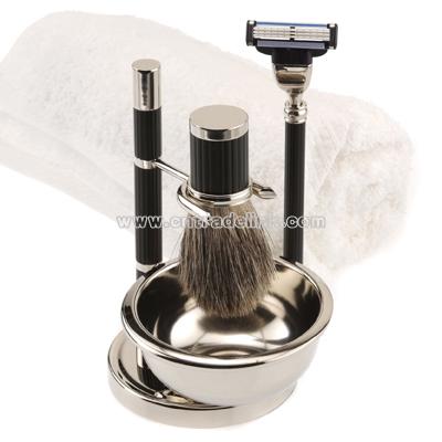 Silver-Plated-Matte Black Shaving Set with Mach3 Razor