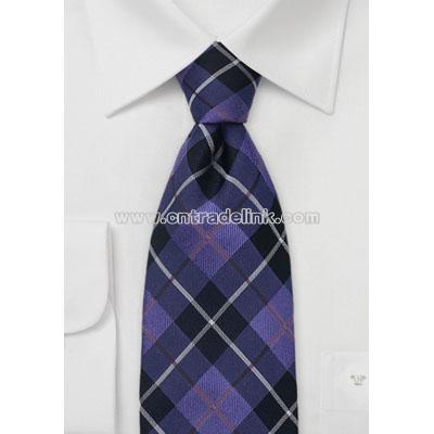 Indigo and Purple Tartan Check Tie