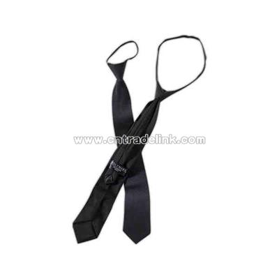 22" - Black - Blank polyester poplin adjustable zipper tie, 3 1/4" wide.