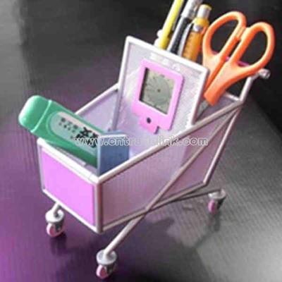 Shopping cart pen holder