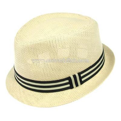 Eight Ball Stingy Brim Fedora - Natural/Striped