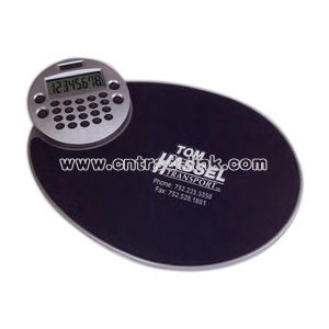 Ergonomic mouse pad with rotating LCD display calculator