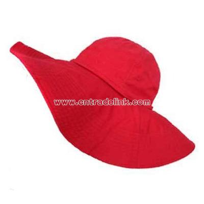 CHERRY RED WIDE BRIM COTTON FLOPPY BEACH SUN HAT