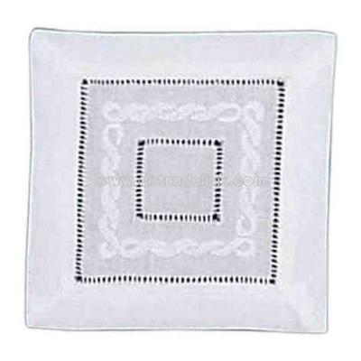 Madeira scroll and hemstitch pure linen coaster napkin