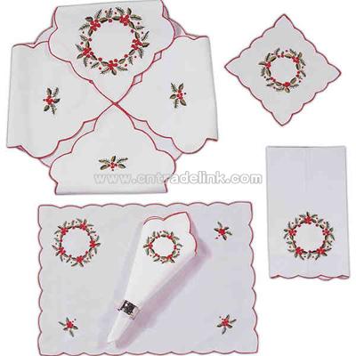 Holiday Christmas wreath pattern coaster napkins