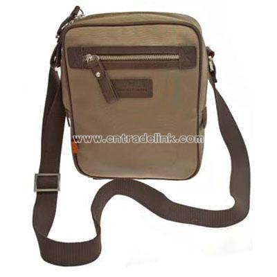 Light Brown Nylon Reporter's Bag by Simon Carter