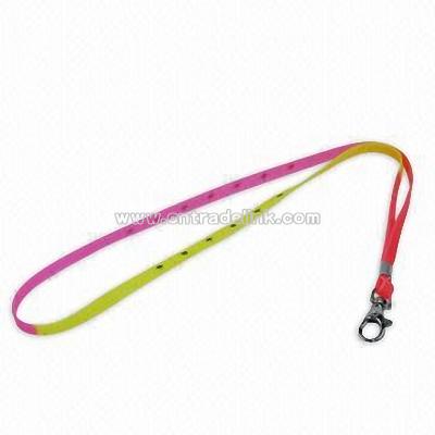 Silicone Lanyard with Metal Clip and Carabiner Hook