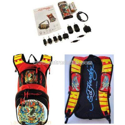 ED HARDY TIGER CROSS SOLAR BACKPACK BAG RED