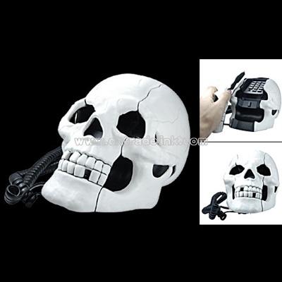 Fearful Skull Shape Novelty Telephone Flashing Phone White