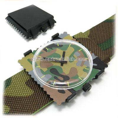 Alice Military Natty Square Stamp Watch