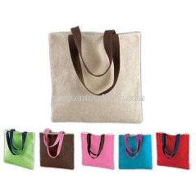 Contrast Straw Tote Bag
