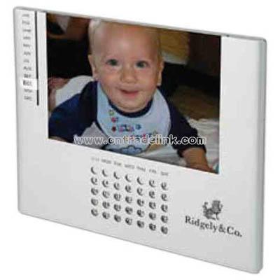 Matte chrome photo frame and perpetual calendar combo