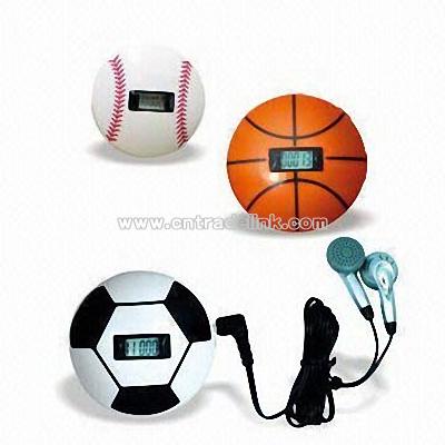 Baseball-shaped Radio Pedemoter with Digital Calorie Counter