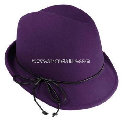 Leather Bow Fedora - Fashion Colors