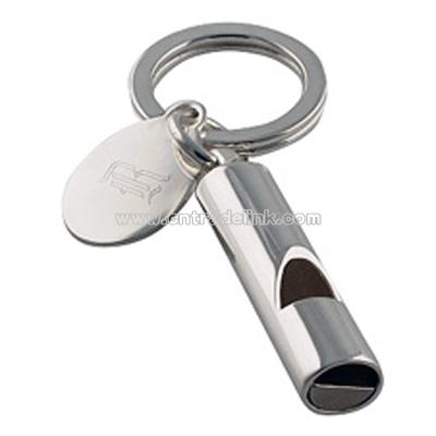 Whistle Keychain With Engraved Tag