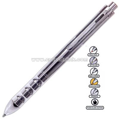 5 in 1 Multi-function ballpoint pen with stylus, highlighter, pencil and eraser