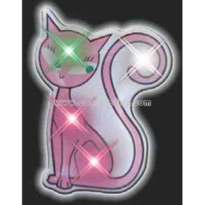 Printed Pink Cat Magnetic Flashing Pin