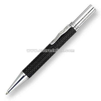 Mini twist action genuine leather ballpoint pen