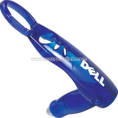 Translucent blue folding gel pen with lanyard